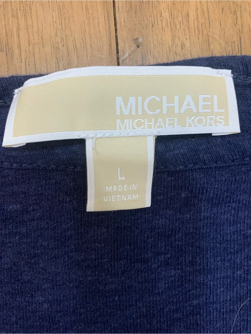 Michael Kors  Navy Short Sleeve Tee with Side Knot Size L